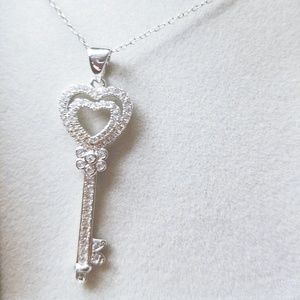 Zales White Sapphire Double Heart Pendant Necklace